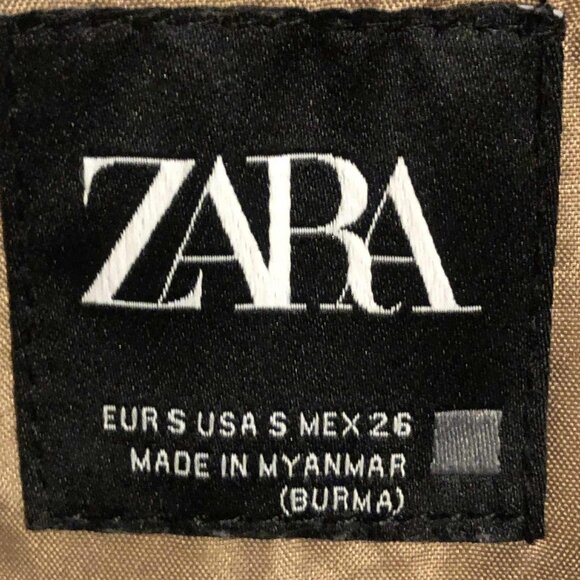 ZARA Color Block Hooded Puffer Jacket Tan\Black S NWOT - Picture 7 of 7